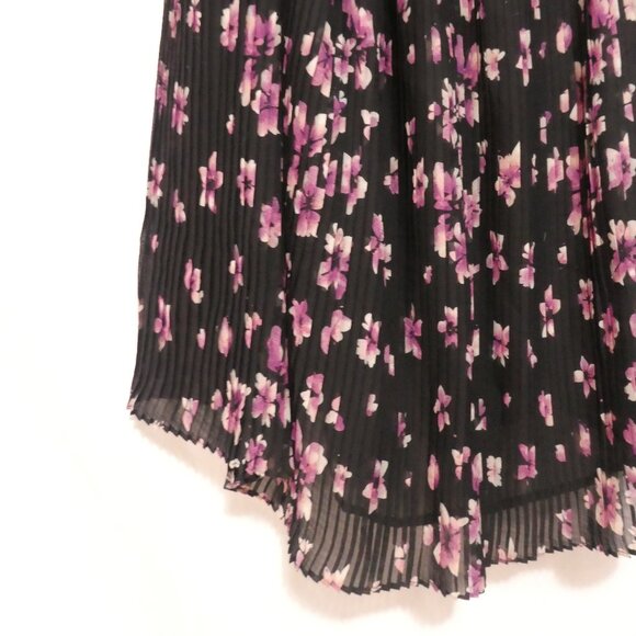 XAI | large | Strapless Fully Lined Sheer Black Floral Dress | Purple Flowers - Picture 6 of 16